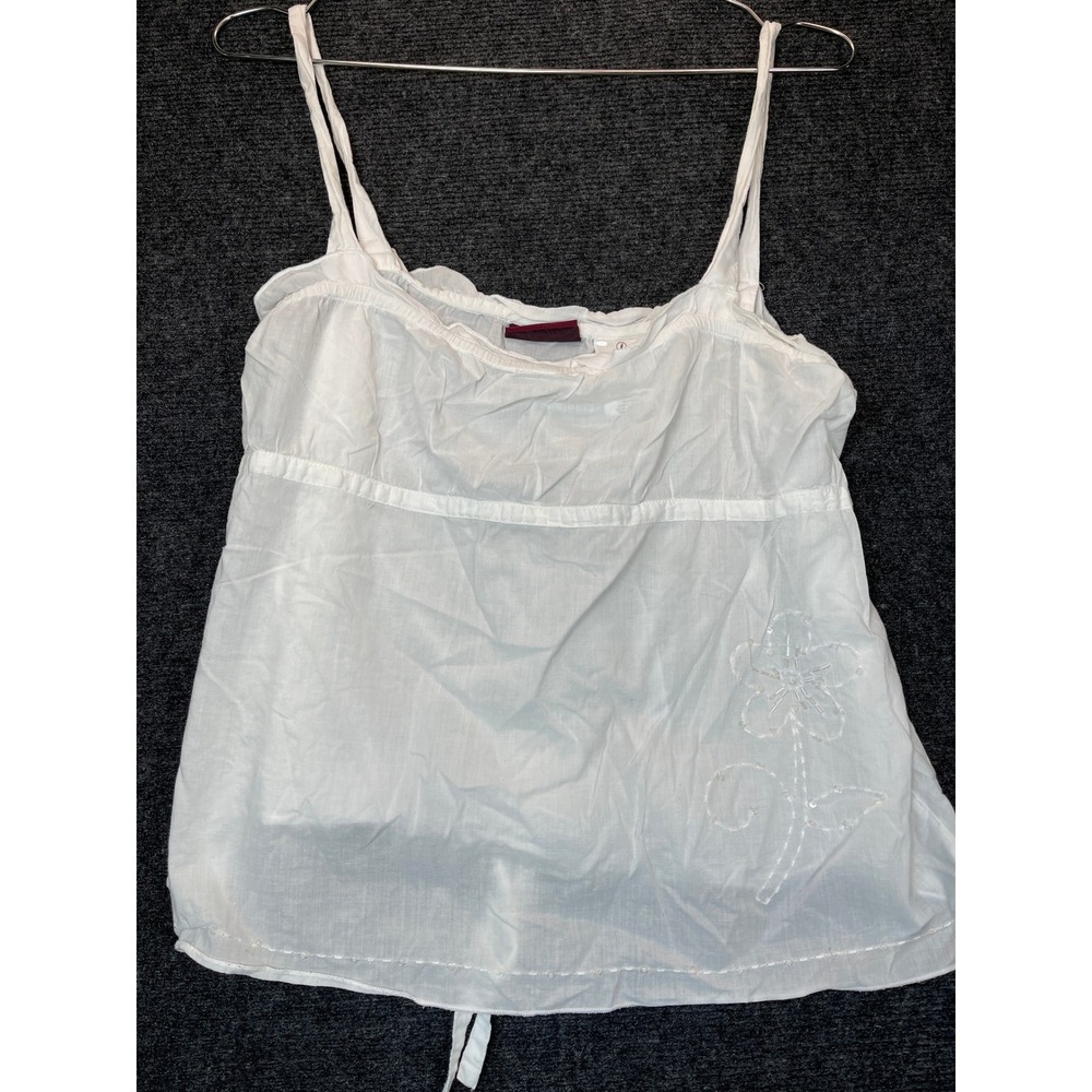 Y2K Jordache Cami Top L Beaded Floral Cottagecore Boho Peasant Coastal Soft Girl